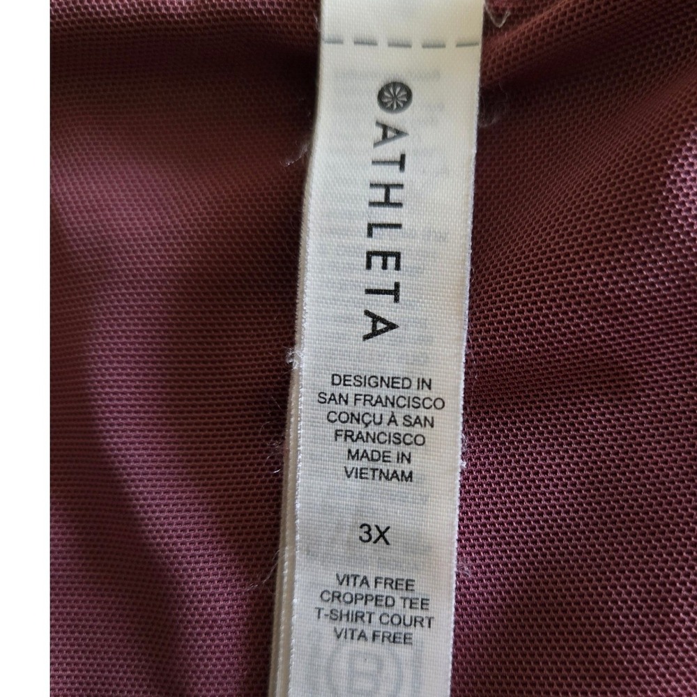 Athleta Vita Free Cropped Tee Mauve V-Neck Cap Sleeve Plus Size 3X Workout Yoga - Picture 4 of 8